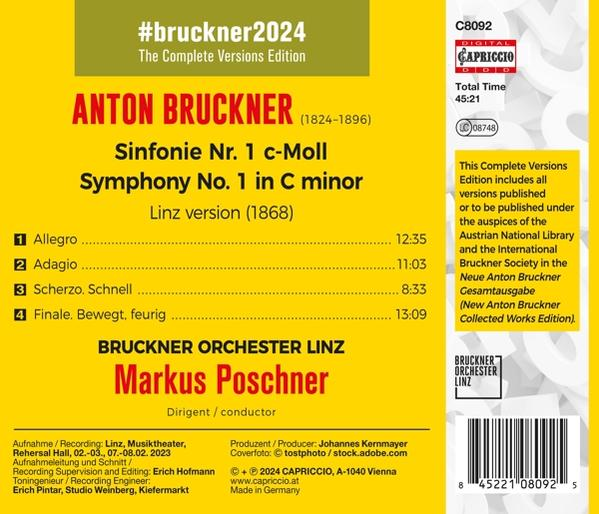 Rückseite einer CD mit Text über ein Orchester und ein Musikwerk.