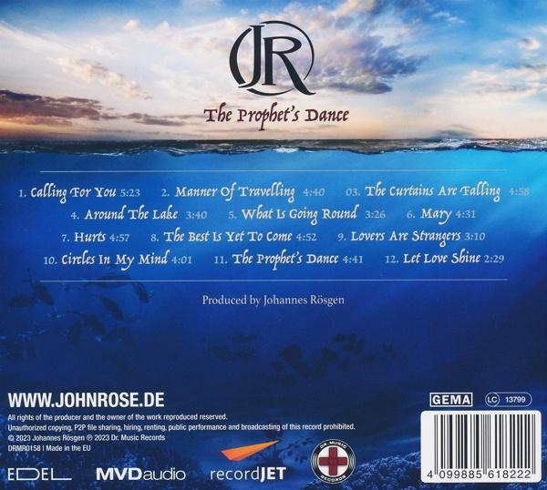 CD-Cover für 'The Prophet's Dance' von Johannes Rösgen. Es zeigt eine blaue Unterwasserszene und Titelliste.