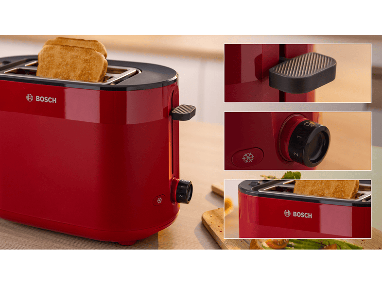Bosch TAT2M124 MyMoment Toaster (Rot, 950 Watt, Schlitze: 2) — Foto 3 von 5