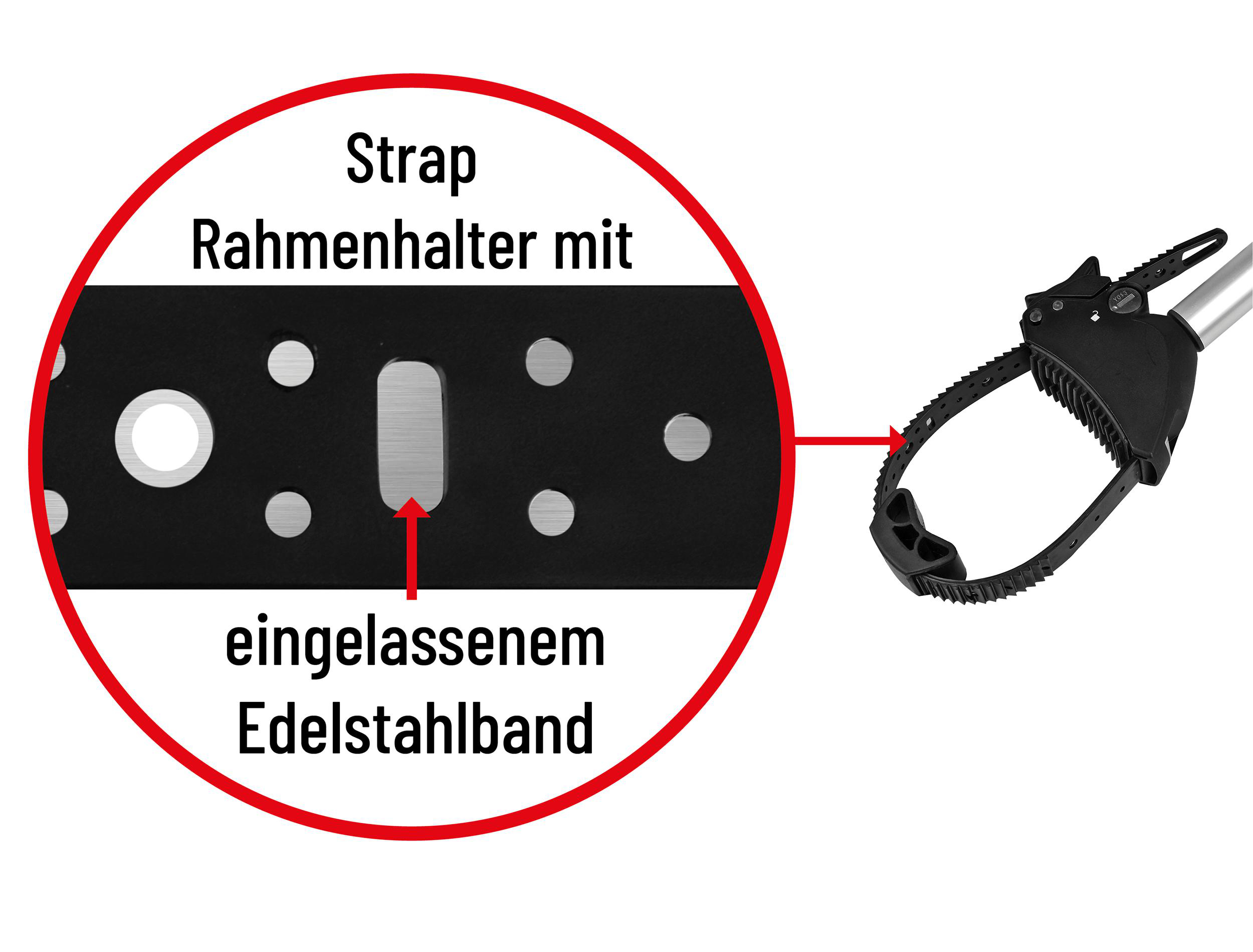 EUFAB Abnehmbarer Strap-Rahmenhalter, kurz, abschließbar, Schwarz)