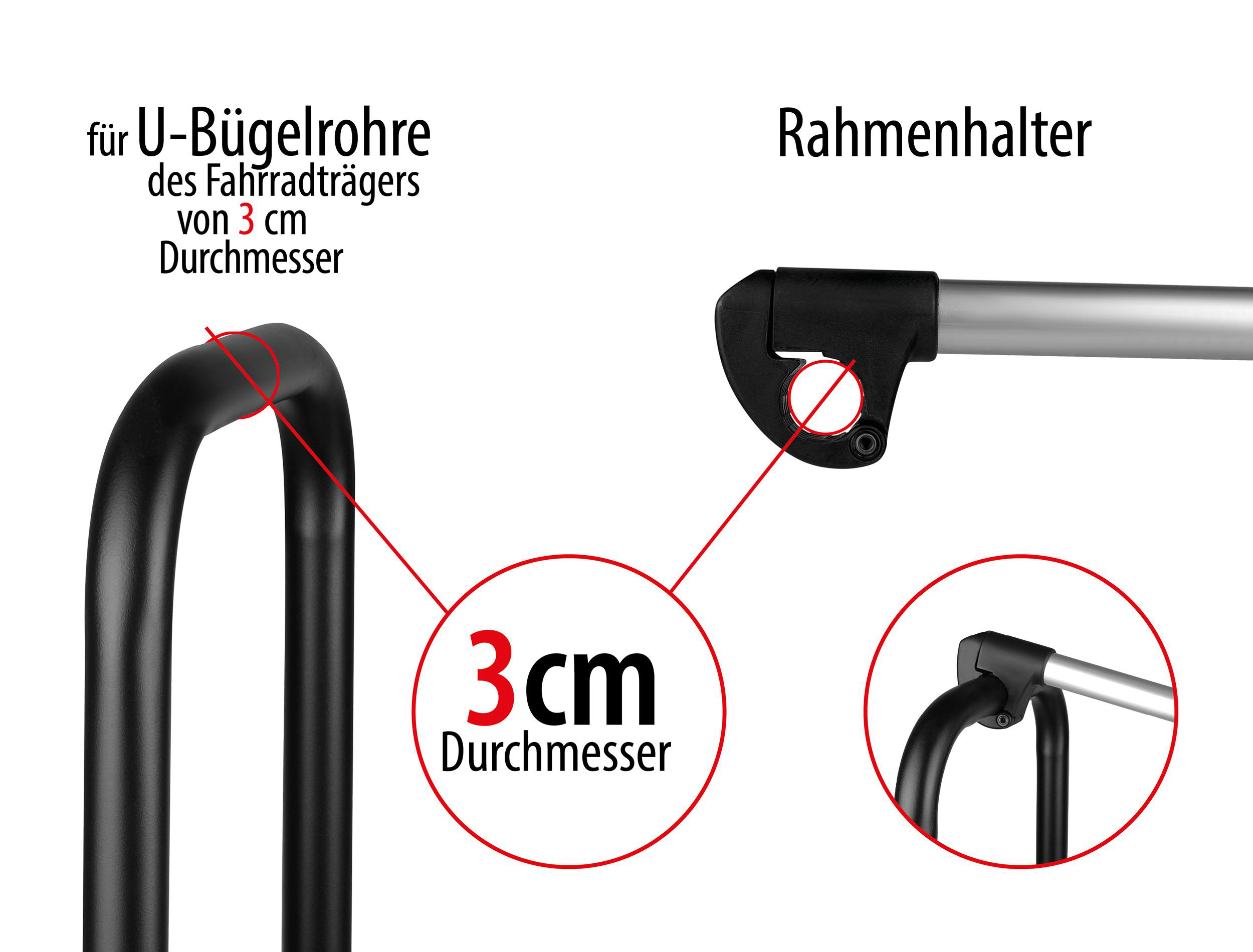 EUFAB Abnehmbarer Strap-Rahmenhalter, kurz, abschließbar, Schwarz)