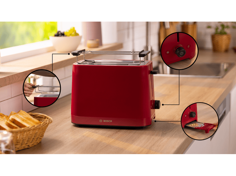 Bosch TAT3M124 MyMoment Toaster (Rot, 950 Watt, Schlitze: 2) — Foto 4 von 5