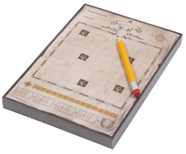 Fa társasjáték ceruzával, térkép designnal.