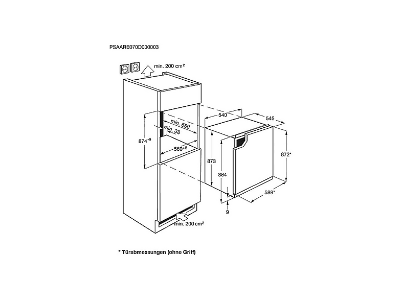 AEG OSF5O881EE Kühlschrank (E, 881 mm hoch, Weiß, 124 l) — Foto 2 von 5