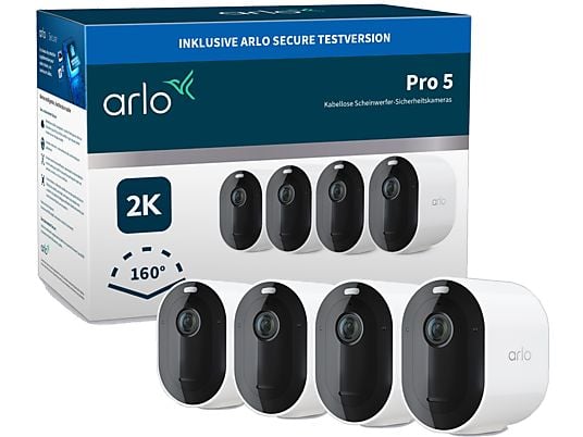 ARLO Pro 5 - Kit di 4 telecamere di sicurezza WiFi (DCI 2K, 1520 x 2688)
