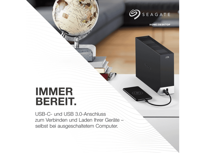SEAGATE 8TB Festplatte One Touch Hub mit Rescue, HDD, Extern, USB-C/A/Micro-B, Schwarz — Foto 3 von 5