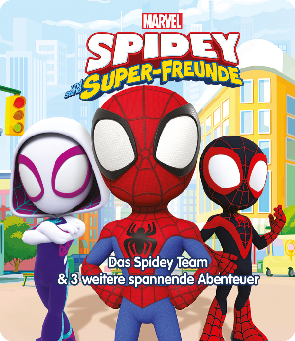 Marvel Spidey und seine erstaunlichen Freunde Zeichentrickfiguren. Spidey, Ghost-Spider und Miles Morales.