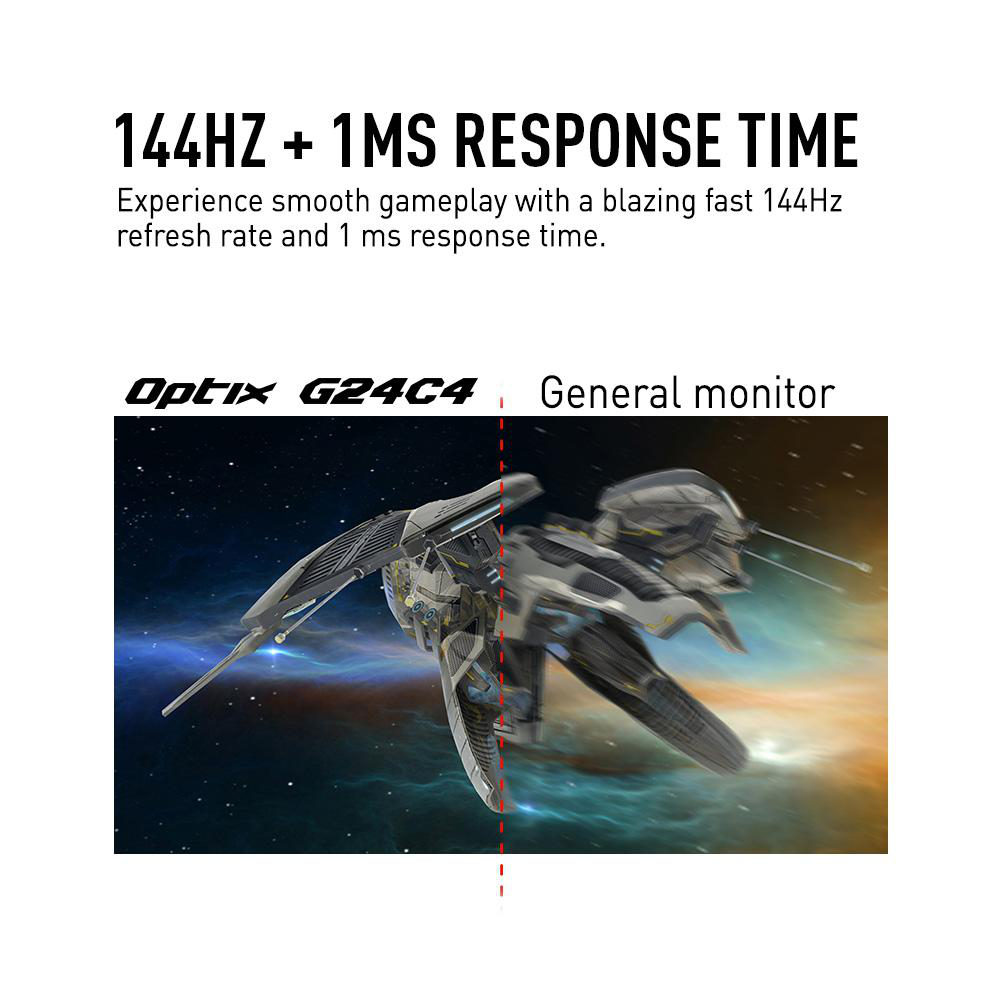 Ein Monitor mit einer Gaming-Szene rechts und einem technischen Diagramm links mit Text darüber.