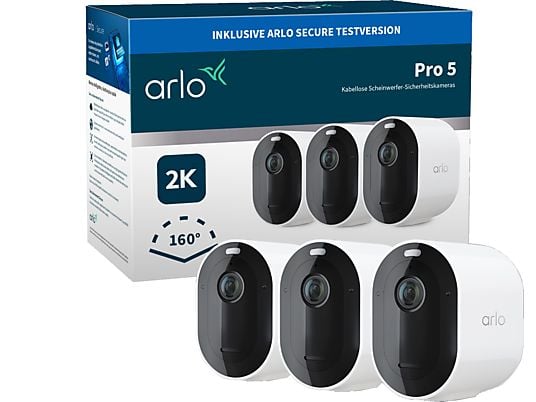 ARLO Pro 5 - Kit con 3 telecamere di sicurezza WiFi (DCI 2K, 1520 x 2688)