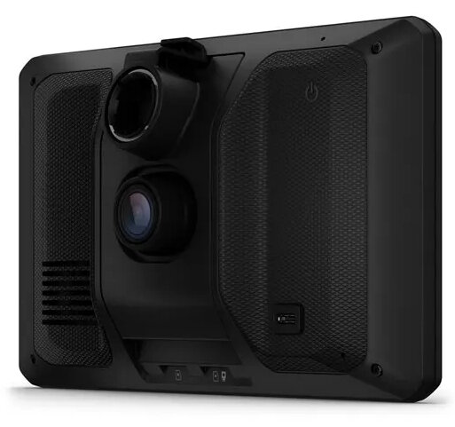 Czarny nawigator z dwoma kamerami i portem USB.