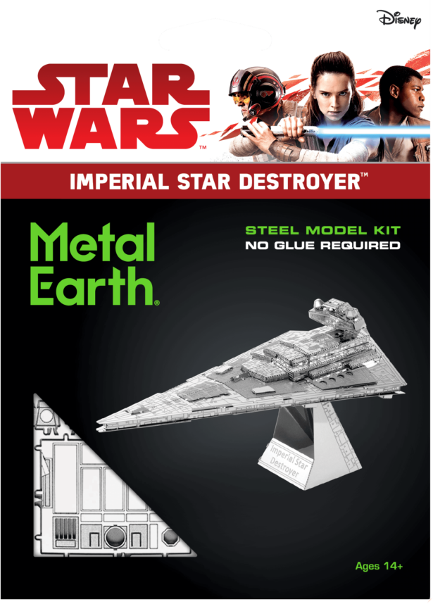 Star Wars Imperial Star Destroyer modellkészlet doboza a modellel és a karakterek képeivel.