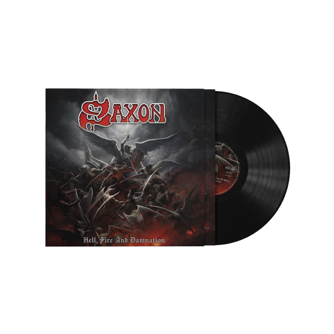 Albumcover einer Heavy-Metal-Platte mit dem Titel 'Hell, Fire And Damnation'.
