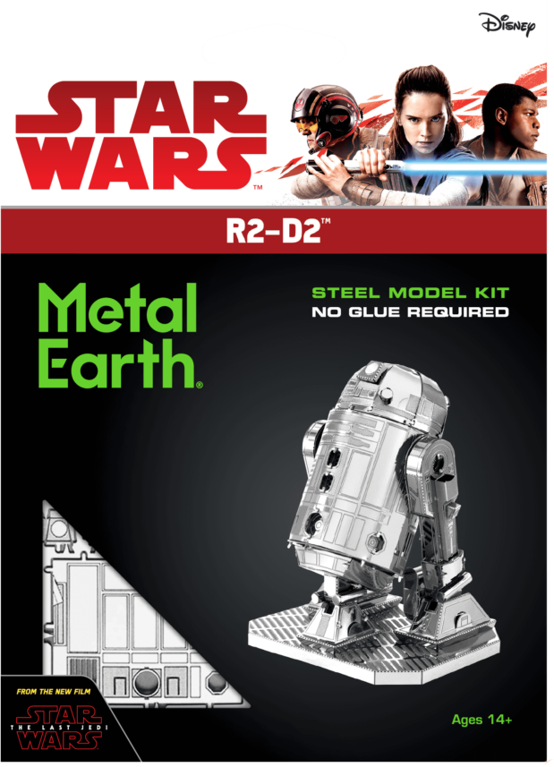Star Wars R2-D2 fém földkészlet doboz. Karakterek és a robot képei láthatók.