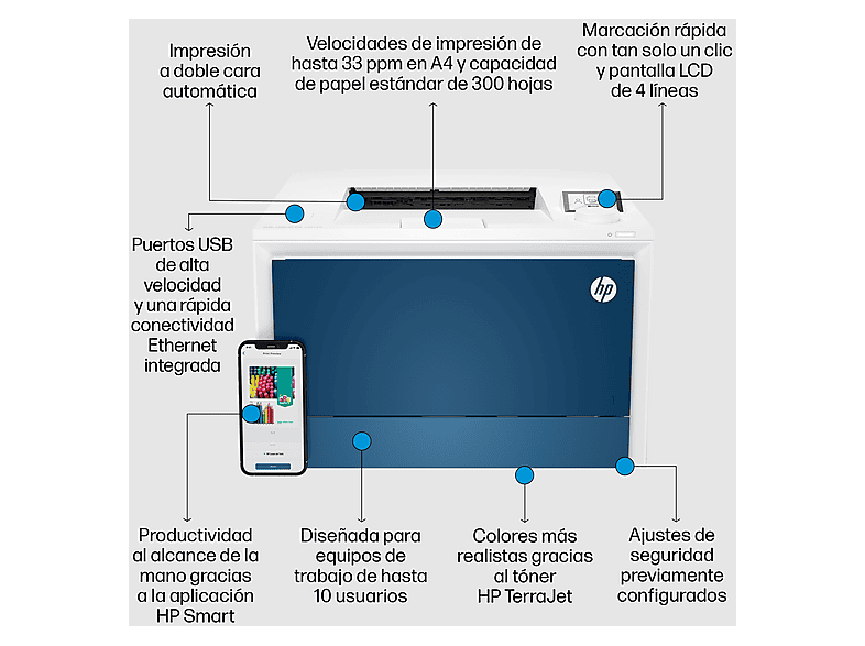 HP Color LaserJet Pro Impresora 4202dn, Color, Impresora para Pequeñas y medianas empresas, Estampado, Impresión desde móvil o tablet; Impresión a doble cara; Bandejas de alta capacidad opcionales – imagen 2