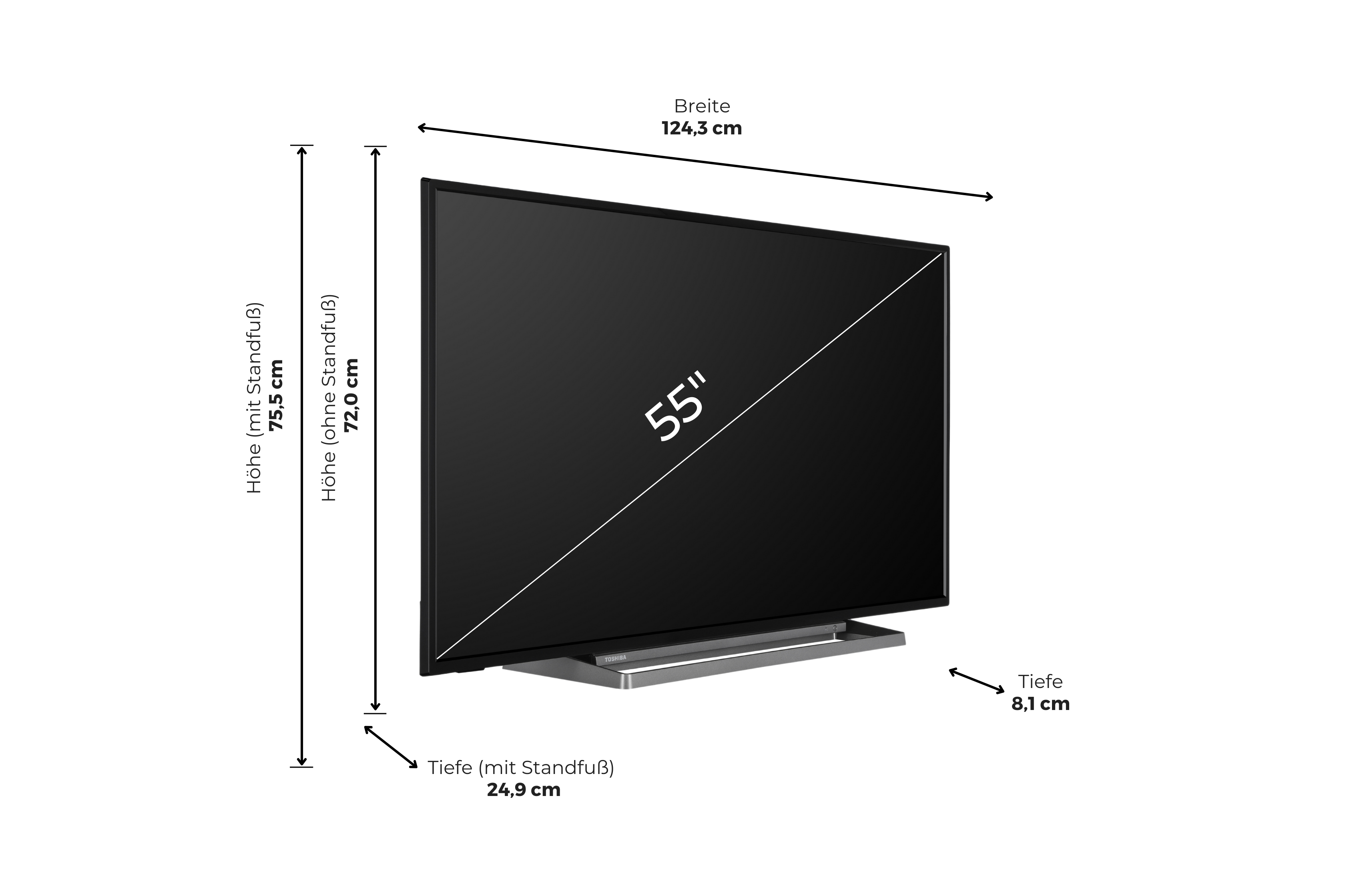 TOSHIBA 55UA3D63DG DLED TV (Flat, 55 Zoll / 139 cm, UHD 4K, SMART TV, Android TV)