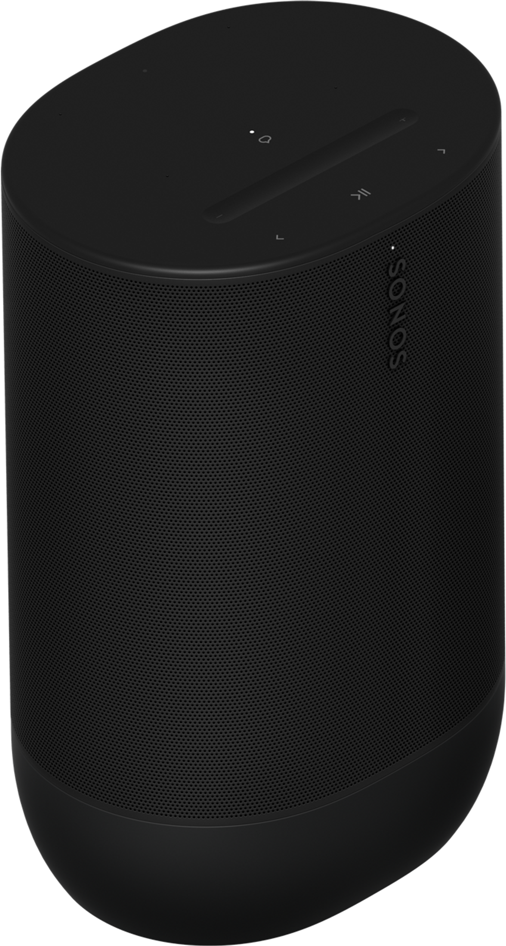 Fekete, hengeres hangszóró érintővezérlőkkel, oldalt a Sonos logóval.