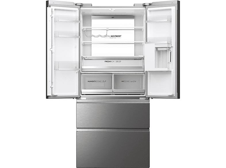 HAIER HFW7819EWMP French Door 83 SERIE 7 Kühl-Gefrierkombination (537 l, E, 1925 mm hoch, Edelstahl)