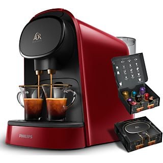 Cafetera de cápsulas - Philips L'OR LM8012/51 Barista, 2 tazas o 1 doble, 19 bares, Depósito de 1 l, Rojo