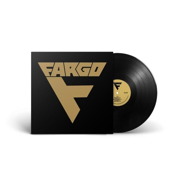 Schwarzes Vinyl-Schallplatten-Cover mit goldenem "Fargo"-Logo und einer Schallplatte daneben.