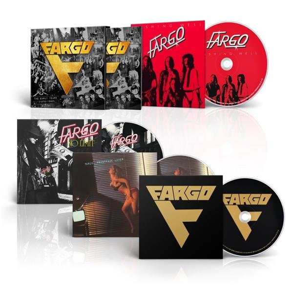 Box-Set von Fargo-Musik-Alben und CDs. Enthält Albumcover und eine CD mit dem Fargo-Logo.