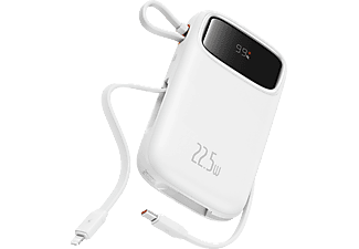 BASEUS Qpow 2 Dual Kablolu 10.000 mAh 22.5W Taşınabilir Şarj Cihazı Beyaz_1