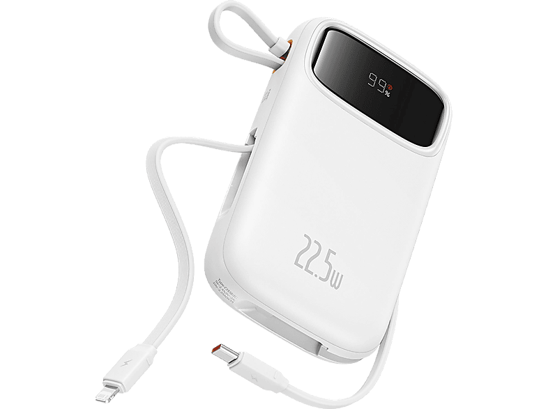 BASEUS Qpow 2 Dual Kablolu 10.000 mAh 22.5W Taşınabilir Şarj Cihazı Beyaz_1