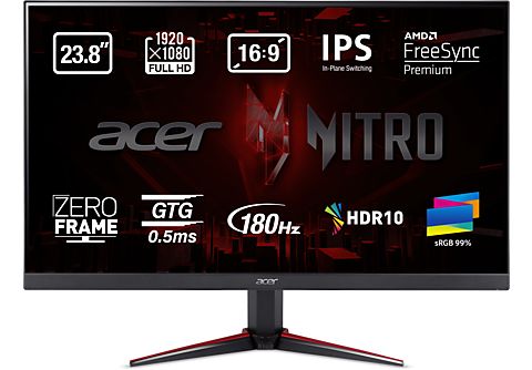 Monitor gaming - Acer Nitro VG240Y S3, 23.8" Full HD IPS, 0.5 ms, 180 Hz, 2 x HDMI (2.0) + 1 Display Port (1.2) + 2x2W Speaker, Negro
