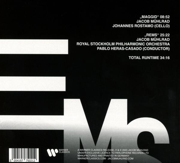 Schwarz-weißes Albumcover mit Text. Künstler- und Songnamen oben sichtbar. Warner Classics-Logo.