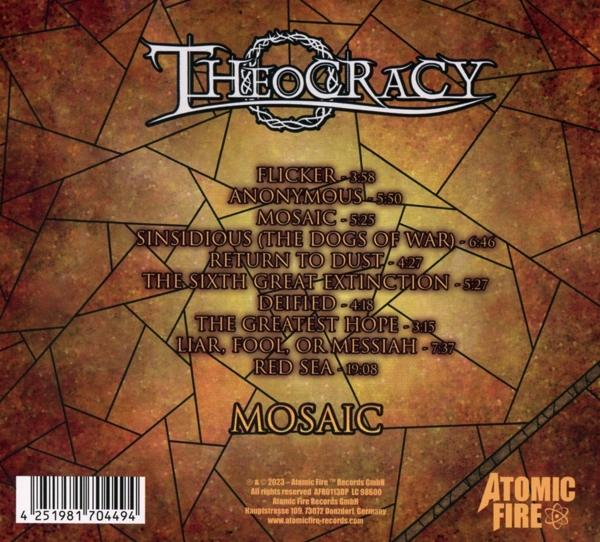 Rückseite einer CD-Hülle mit Mosaikdesign und einer Liste von Titeln.