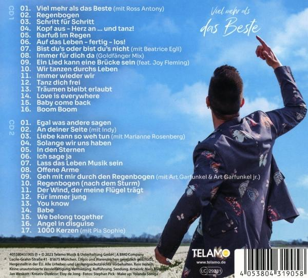 CD-Cover mit einem Mann, der auf eine Liste mit Titeln zeigt. Das Album trägt den Titel 'Das Beste'.