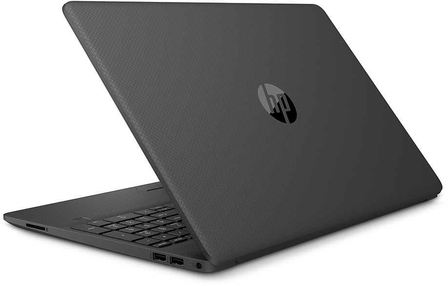 Sötétszürke laptop, a fedél kissé nyitva, a billentyűzet látható.
