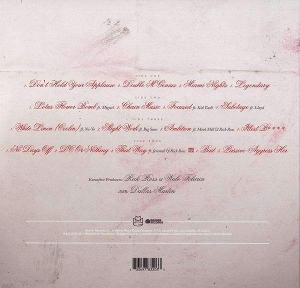 Albumcover mit rotem Text. Der Text lautet Seiten Eins, Zwei, Drei und Vier. Seite Eins hat eine Liste von Songs.