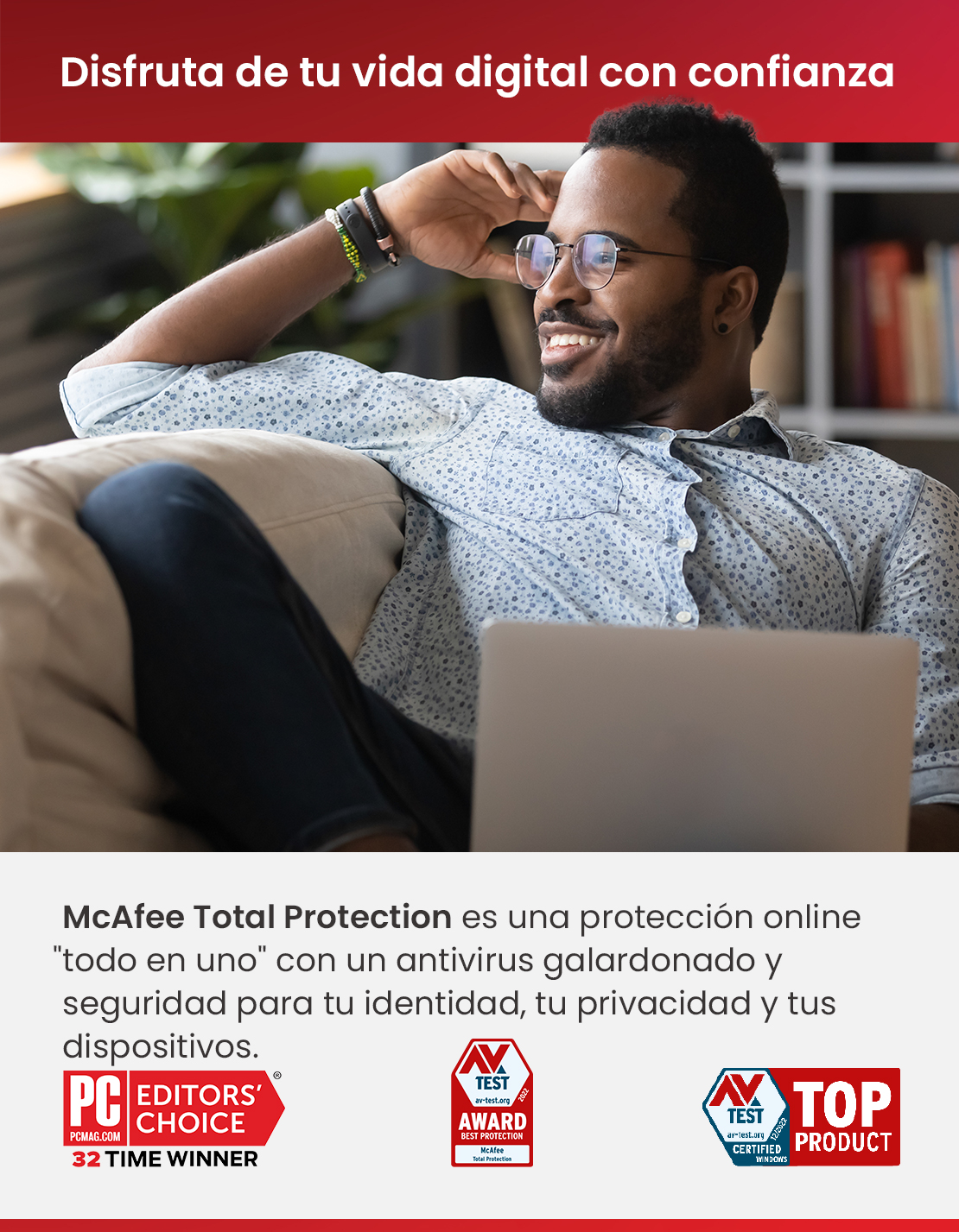 Antivirus - McAfee® Total Protection, Suscripción 1 año, 10 dispositivos (Formato Físico)