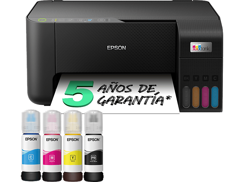 Impresora multifunción  Epson EcoTank ET-2814, Con depósito recargable,  Hasta 3 años de tinta incluida, Conexión Wi-Fi, 5 años garantía, Negro