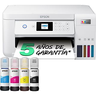Impresora multifunción - Epson EcoTank ET-2856, Con depósito recargable, Hasta 3 años de tinta incluida, Conexión Wi-Fi, 5 años garantía, Blanco