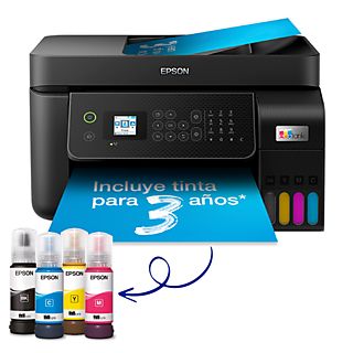 Impresora multifunción - Epson EcoTank ET-4800, Con depósito recargable, Hasta 3 años de tinta incluida, Conexión Wi-Fi, 5 años garantía, Negro
