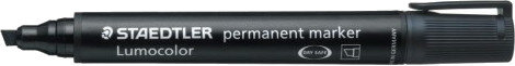 Czarny marker permanentny Staedtler Lumocolor, z tekstem widocznym z boku.