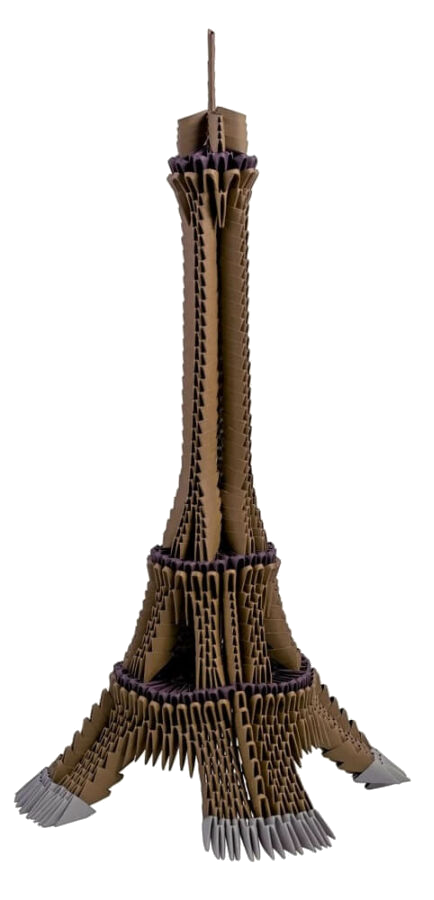 Az Eiffel-torony papírmodellje fekete háttérrel.
