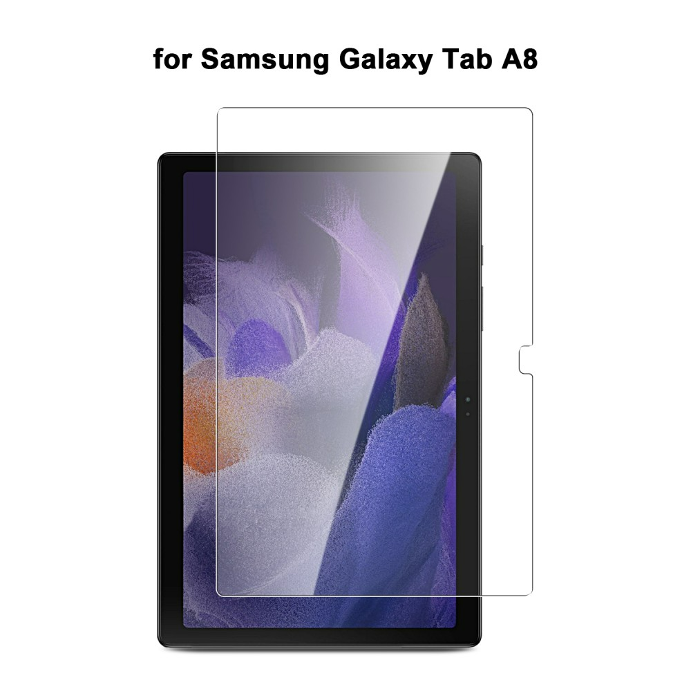 Képernyővédő fólia Samsung Galaxy Tab A8 tablethez, a tablettel együtt bemutatva.