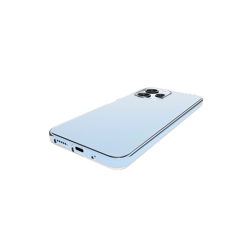 Világoskék telefon fekete háttérrel. Kameradudor és fényes keret. A telefon döntött.
