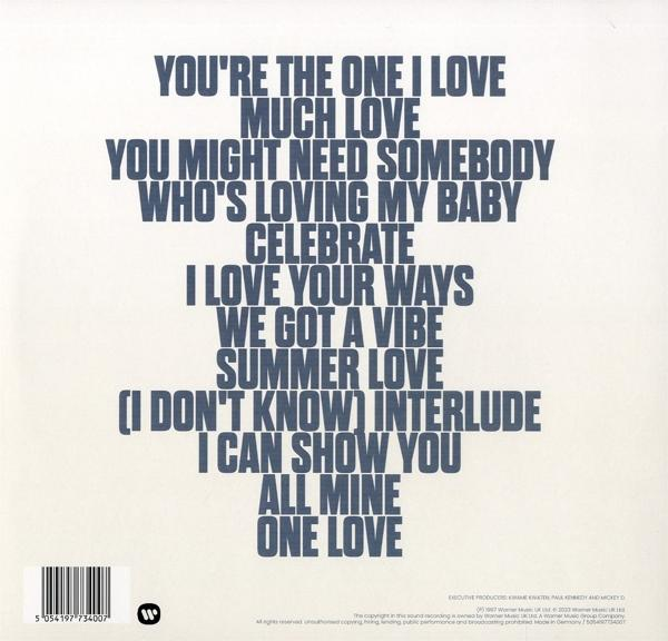 Kép szöveggel: dalszövegek fehér háttérrel. Tartalmazza a 'You're The One I Love'-ot.
