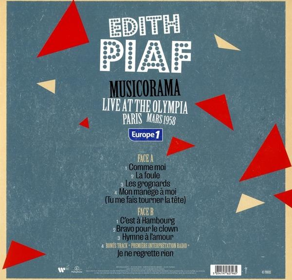 Albumcover von Edith Piafs "Musicorama Live at The Olympia Paris Mars 1958".