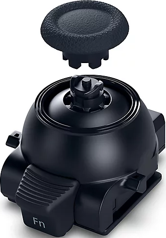 Composant de manette de jeu noir avec bouton supérieur et base étiquetée 'Fn'.