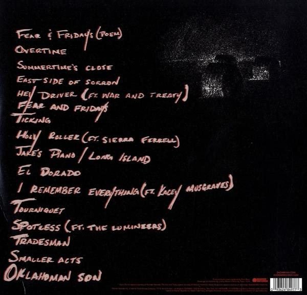 Albumcover mit einer Liste von Songs in Rosa, und der Hintergrund ist schwarz.