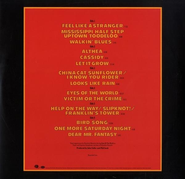 Album-Rückseite mit Titelliste des Grateful Dead Albums 'American Beauty'.