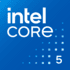 Logo Intel Core 5 sur fond bleu, texte blanc et chiffre 5.