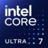 Fond dégradé bleu avec texte blanc Intel, CORE et ULTRA 7, avec carrés bleus.