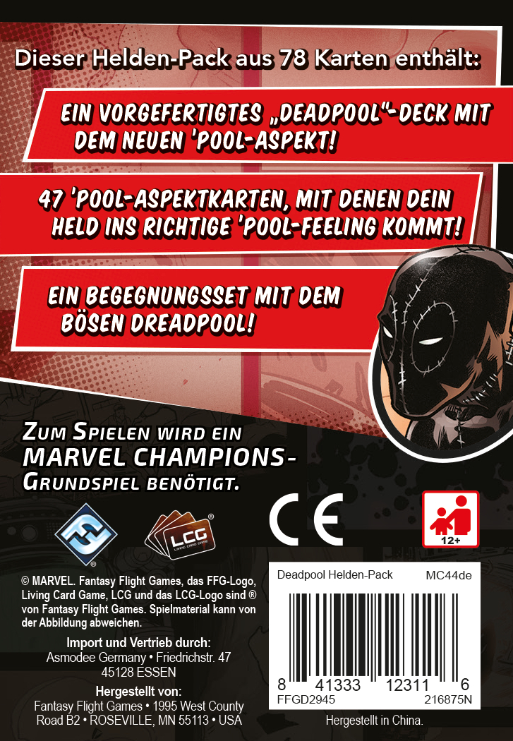 Kartenspiel Spiele Erweiterung für Das GAMES - Champions FANTASY Deadpool Marvel Mehrfarbig Kartenspiel FLIGHT