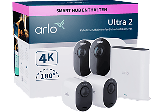 ARLO Ultra 2 Security System - Videocamera di sicurezza WLAN + gateway (UHD 4K, 3.840 x 2.160 Pixel)