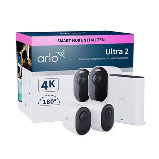 ARLO Ultra 2 Security System - Videocamera di sicurezza WLAN + gateway (UHD 4K, 3.840 x 2.160 Pixel)